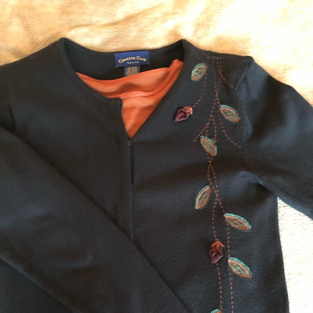 Charter Club Black embossed sweater (Small P)